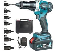 Pistola de remache inalámbrica, pistola eléctrica de tuerca de tornillo con cabeza M3 M4 M5 M6 M8 M10 M12, herramientas de remachadora de tuerca ciega portátil con iluminación LED, fuerza de tracción