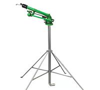 Pistola de riego con soporte y boquilla de repuesto, rango de agua de 22-55 m, boquilla basculante giratoria de 360° para pulverización de césped de gran superficie, uso al aire libre