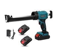 Pistola de silicona eléctrica, 21 V, pistola de cartucho inalámbrica con luz LED, 4 velocidades, 300 ml, juntas eléctricas para sellar, calafatear, sellar (2 baterías)