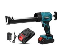 Pistola de silicona eléctrica, 21 V, pistola de cartucho inalámbrica con luz LED, 4 velocidades, 300 ml, juntas eléctricas para sellar, calafatear, sellar (1 batería)