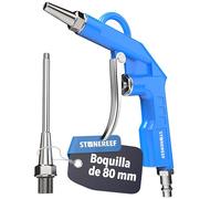 Pistola de soplado de aire comprimido, carcasa de aluminio, 12 bar, conexión de 1/4 pulgadas, pistola de soplado con boquilla de 80 mm, para taller, limpieza, compresor, presión de aire y coche