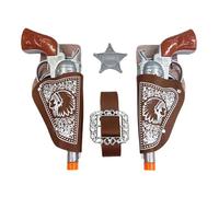 Pistola de vaquero, 6 accesorios para disfraz de vaquero, con cinturón y insignia de estrella de cinco puntas, pistolas de juguete de vaquero, cinturón de vaquero, accesorios de vaquero para carnaval