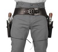 Pistola de Vaquero, Vaquero, cinturón de Pistola de Vaquero y Mascarada Accesorios de Vestuario de Vaquero Occidental Vintage cospoy Cuero (café marrón)