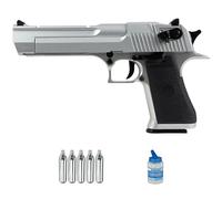 Pistola Desert Eagle .50AE Plata blowback Co2 (6mm) | Pistola Aire comprimido de Airsoft (Bolas de PVC) Calibre 6mm + biberón de 0,20+ 5 CO2