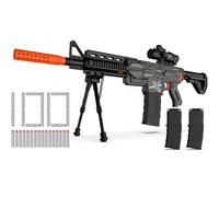 Pistola eléctrica de juguete para niños, 2 revistas, 100 dardos, pistola de espuma con alcance para rifle de francotirador, regalo de juguete eléctrico para niños a partir de 6-12 años, negro