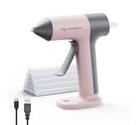 Pistola encoladora sin cable Tilswall, pistola encoladora sin cable con precalentamiento rápido de 30s, desconexión automática de 5 minutos, boquilla antigoteo y 20 barras de pegamento - Rosa.