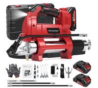 Pistola Engrasadora Bateria, 12000PSI 6.17 Oz/Min Kit De Pistola De Engrasar EléCtrica Bomba De Engrase Pistola De LubricacióN A BateríA InaláMbrica con 2 X 1500mah BateríAs, Manguera Flexible 39,4”