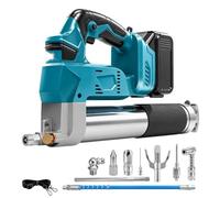 Pistola engrasadora compatible con batería Makita de 18 V, sin golpes, con luz LED, 170 g/min, presión máxima de 6000 - 13000 psi, con manguera de 60 cm y más de 10 accesorios, herramienta de