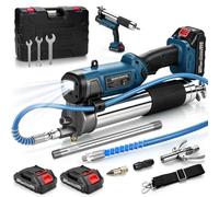 Pistola engrasadora de batería de 12000 PSI con 2 baterías y cargador | Compatible con batería Makita de 18 V, iluminación LED con interruptor independiente, 3 velocidades, manguera de 1 m para