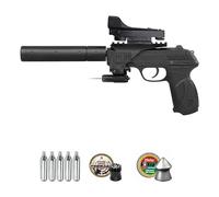 Pistola Gamo PT-85 socom blowback Tactical | Arma de Aire comprimido (CO2) y balines (perdigones) Calibre 4,5mm + Accesorios ópticos y consumibles