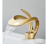 LEMITA Grifo de lavabo Pistola Gris Todo Cobre – Caliente y Frío, Cascada Alta, Modelo Bajo
