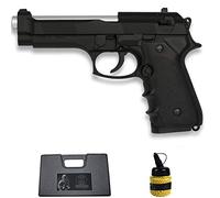 Pistola HFC-118E M92 Negra con cañón Plata (6MM) | Arma Corta de Airsoft (Bolas de plástico) Tipo Beretta 92 + maletín PVC + biberón