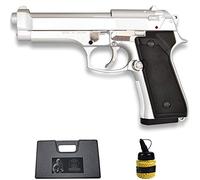 Pistola HFC-118E M92 Plata (6MM) | Arma Corta de Airsoft (Bolas de plástico) Tipo Beretta 92 + maletín PVC + biberón