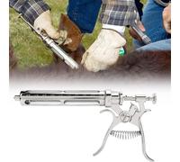 Pistola inyectora de jeringa veterinaria, herramienta semiautomática de acero inoxidable para inyección de animales, capacidad ajustable de 2 ml a 5 ml