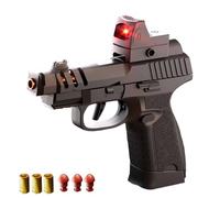 Pistola Juguete, EmisióN Continua Gun Balas Espuma VinculacióN MecáNica Lanzadores Soft Bullet Punto Rojo Apuntando Caja De Municiones De Doble Fila, 14 + Regalos Para NiñOs, golden-A