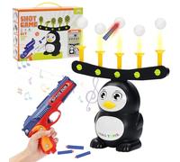 Pistola Juguete Hover para Objetivo Nerf, Juego de Tiro con 2 Modos de Juego, Función de Música, 6 Dardos de Espuma Suave y 10 Bolas de Espuma, Regalo para Niños a Partir de los 3 Años