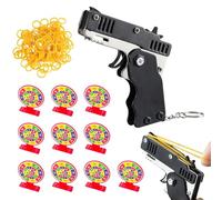 Pistola Juguete,Juguetes de Tiro,Pistola De Gomas,Banda de Goma Pistola,Mini Metal Plegable Pistola,Plegable Hecha a Mano Pistola de Juguete Mini de Goma metálica con Bandas