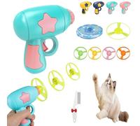 Pistola Lanzadora De Libélulas De Bambú, Lanzador De Juguetes Para Gatos, Juguetes Lanzadores De Discos Voladores, Juguete Interactivo Para Gatos Y Lanzador De Platillos Voladores(Light Blue)