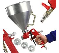 Pistola neumática para yeso Pulverizador a Presion con embudo de aluminio de 5 L, conexión de aire de 1/4'' con boquillas de 4, 6, 8 mm, 2-4 atmósferas