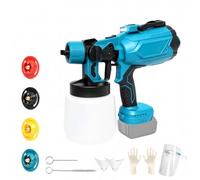 Pistola Pintura con Batería Compatible con Makita 18 V (sin batería), HVLP | 1L Sistema de pulverización de Pintura, 4 boquillas & 3 modos, pistola para pintar paredes y techos