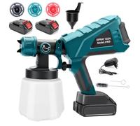 Pistola Pintura Electrica, Pistola Pintura con 2 Baterías Compatible con Batería Makita de 18V, 1000ml 3 Boquillas para Cobertizos de Muebles, Gabinetes, Cercas, Paredes, Puertas (verde)