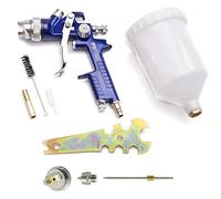 Pistola Pintura HVLP H-827P - Sistema Profesional de Pintura con Vaso de plástico de 600 ml y Boquilla de Acero Inoxidable 1,3mm + Juego de Boquilla de 1,7 mm