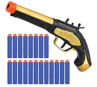 Pistola Pirata de Juguete para Niños - Pistola de Espuma con Dardos Pirata Pistolas con 20 Municion, Disfraz de Piratas Accesorio para Carnaval, Halloween, Fiesta Temática (Oro)