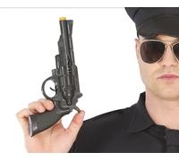 Pistola police juguete niño plástico I 27 cm negro disfraz I accesorio policía I Halloween Cosplay Carnaval