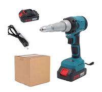 Pistola remachadora eléctrica inalámbrica sin escobillas de 21 V, pistola remachadora eléctrica portátil para tuercas, herramienta manual automática para tuercas remachables alimentada por batería LED