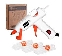 Pistola Silicona Caliente, DEKOPRO 20W Juego de Pistola de Silicona, Pistola Pegamento Caliente con 30 PCS Barras de Pegamento,7mm*100mm Barras,para DIY, Arte, Oficina,Hogar, Blanco