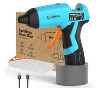 Pistola Silicona Caliente Inalámbrica, GoGonova Pistola de Silicona Batería 2000mAh, 15S Calentamiento Rápido, con 25 Barras de Pegamento & Cable Tipo-C, para manualidades pequeñas, Color Azul