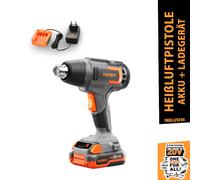 Pistola térmica a batería FUXTEC FX-E1HLP20 20V - con batería de 2.0 Ah y cargador de 1A, hasta 550°C