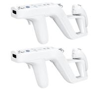 Pistola Zapper TNP para Nintendo Wii Control Remoto de Bláster Inalámbrico Wiimote Juego Adjunto, Enlaces Control Nunchuk para Juegos de Tiro Deportivos Blanco Ligero