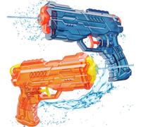 Pistolas de Agua, 2 PCS Pistola de Agua Niños, Pistolas Aguas, Pistola de Aguas Potente con un Alcance Largo 20-30 pie, Juguetes de Verano para Piscine y Playa para Niños y Adultos (Azul+Naranja)