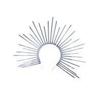 pistro Diadema Halo Sun Halloween God Band Portátil Cómoda Decoración Cabeza para Vacaciones Fiestas- Plata