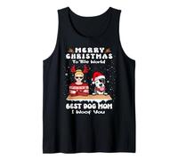 Pit Bull Christmas To The World Best Dog Mom Funny Xmas Camiseta sin Mangas