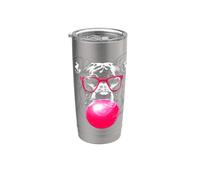 Pit Bull con gafas y chicle Pittie Puppy Dog Pitbull Vaso térmico de acero inoxidable de doble pared