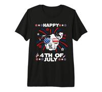 Pit Bull Dog Patriotic American 4th of July Dogs Lovers Camiseta Premium