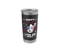 Pit Bull Dog Patriotic American 4th Of July Dogs Lovers Vaso térmico de acero inoxidable de doble pared