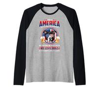 Pit Bull Dog This America We Love Dogs 4th of July Camiseta Manga Raglan