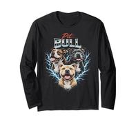 Pit Bull Heavy Metal, diseño Estilo Pittie Dog Pirata Manga Larga