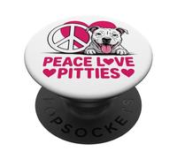 Pit Bull Pittie Peace Love Rescue Pitbull Amante de los Perros PopSockets PopGrip Adhesivo