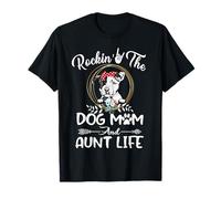 Pit Bull Rocking The Dog Mom and Aunt Life Funny Mothers Day Camiseta