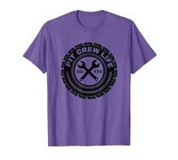 Pit Crew Life: Emblema de neumático Go FTE Mechanic Pride Camiseta, Hombre, Morado Jaspeado, M