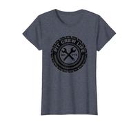 Pit Crew Life: Emblema de neumático Go FTE Mechanic Pride Camiseta, Mujer, Azul Jaspeado, L