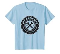 Pit Crew Life: Emblema de neumático Go FTE Mechanic Pride Camiseta, Niños, Azul Bebé, 8 años