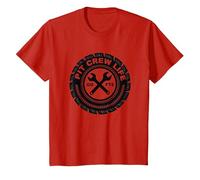 Pit Crew Life: Emblema de neumático Go FTE Mechanic Pride Camiseta, Niños, Rojo, 10 años