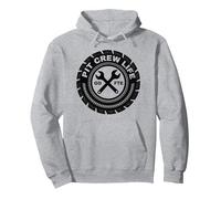 Pit Crew Life: Emblema de neumático Go FTE Mechanic Pride Sudadera con Capucha, Unisex para Adultos, Gris Jaspeado, XXL