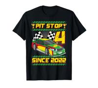 Pit Stop 4th Birthday Boys 4 Year Old Kids Since 2022 Camiseta