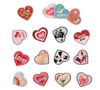 Pitadue 16 parches de corazón para planchar con lazos, bordados, para ropa, vaqueros, sombreros, mochilas